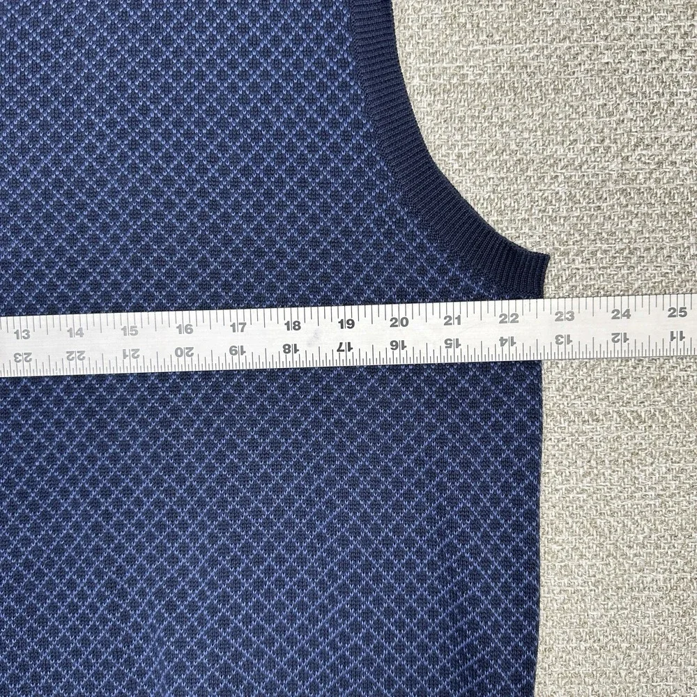 Brooks Brothers Vest L Diamond Cotton‎ V Neck Preppy Academia Grandpa Blue Golf